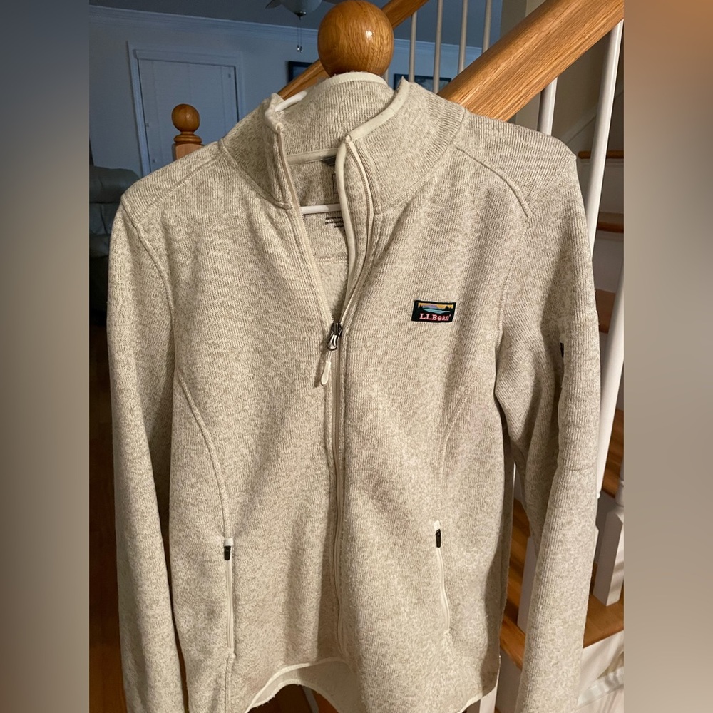 LLBean Fleece knit women’s jacket Large EUC
